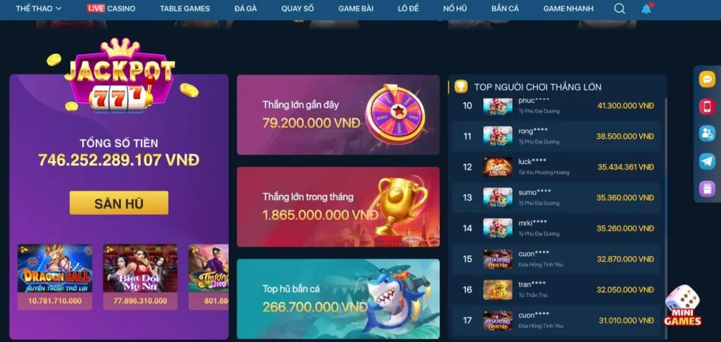 Đa dạng trò chơi nổ hũ, bắn cá, casino tại ho88 nổ hũ